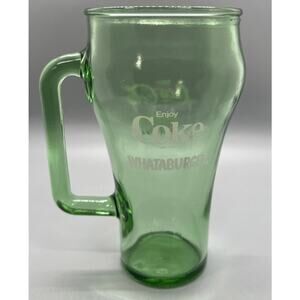 Coke Coca Cola Whataburger Dallas Cowboy Green Glass With‎ Handle -1